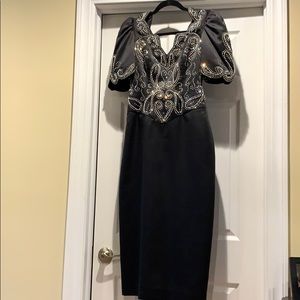 Rose Taft beaded evening gown